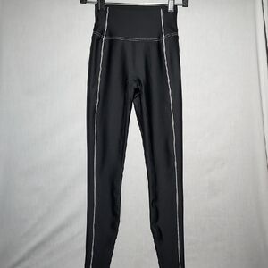 ALO Yoga Black Leggings with Contrast White Stitching